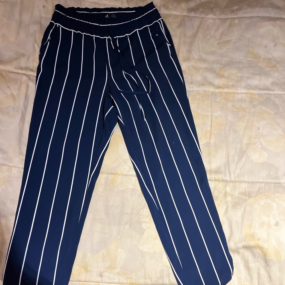 Zara Pants, Size Small, Navy Blue/White stripe, light weight, Like New